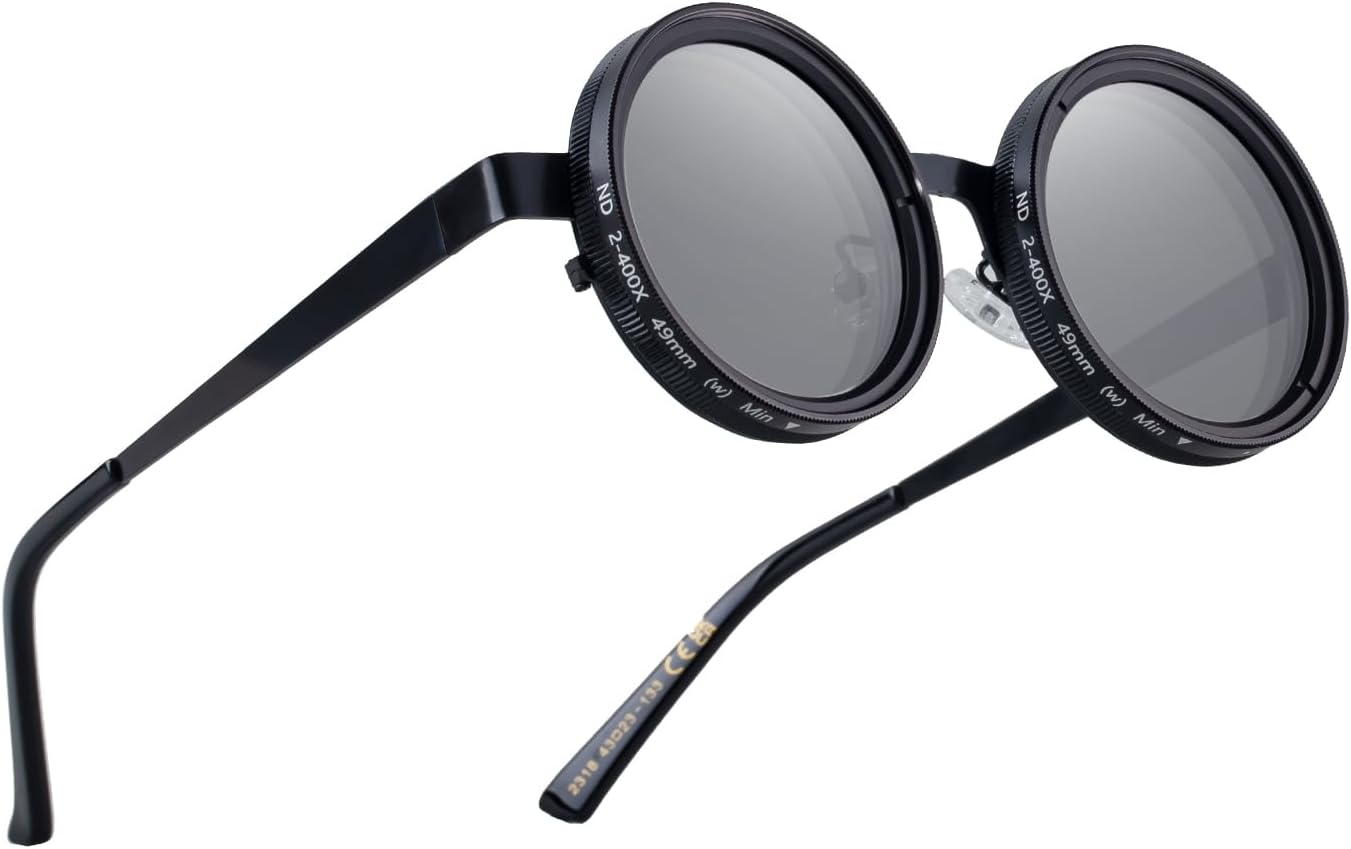 Adjustable Tint Nightshift Glasses 1-9 Gears, Round Polarized Sunglasses ND Filter Lenses Metal Frame(2318) - Image 6