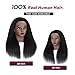 Black Mannequin Head 100% Real Hair Hairdresser Practice Braiding Hair Styling for Hairdresser Training, Beauty School Practice,with Clamp stand,manikin head (18-in-black)