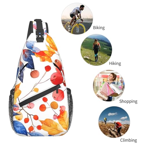 Mochila tipo sling con patrón hojas otoño unisex ligera miniatura 6