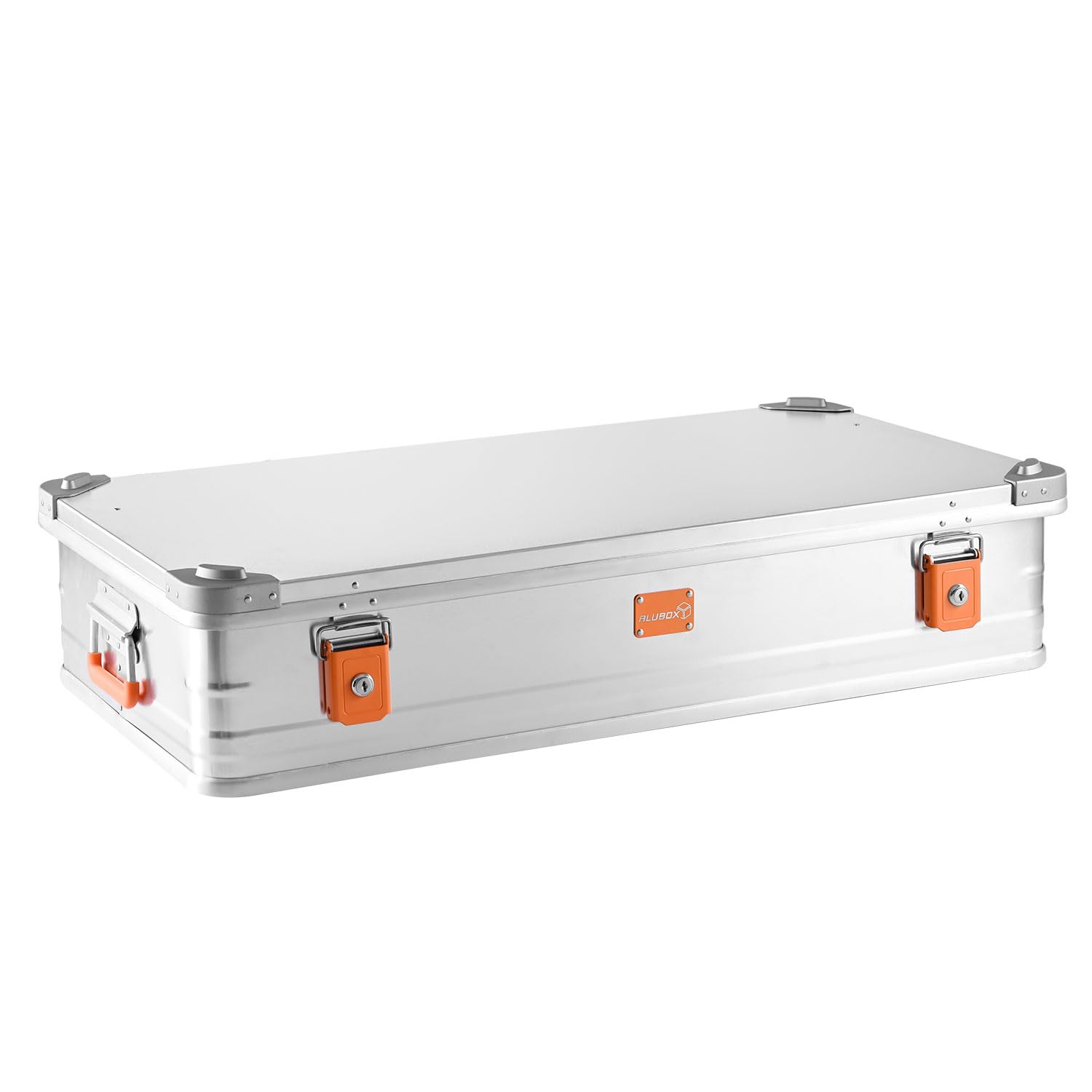 Alubox Alukiste abschließbar E141-17 - Premium Aluminium Lagerbox 67 Liter - Deckel mit Aluminium Druckguss Stapelecken und Gummidichtung - inklusive Schlösser - Bodenmaß E141 - Innenhöhe 17 cm