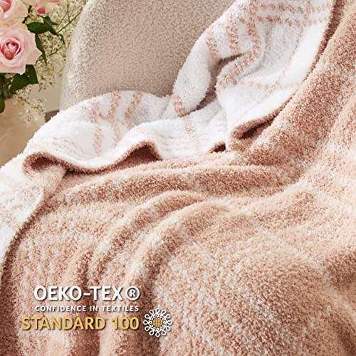 Bedsure Super Soft Knit Throw Blanket - Warm Cozy Reversible Checkered Pink Blanket, Fluffy Fuzzy Plush Lightweight Blanket For Couch Sofa Bed (50" X 60") #TOP5