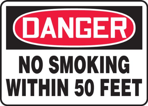 Panneau de Danger Danger No Smoking Autocollant Vinyle Souple Accuform MSMK255XV 7x10