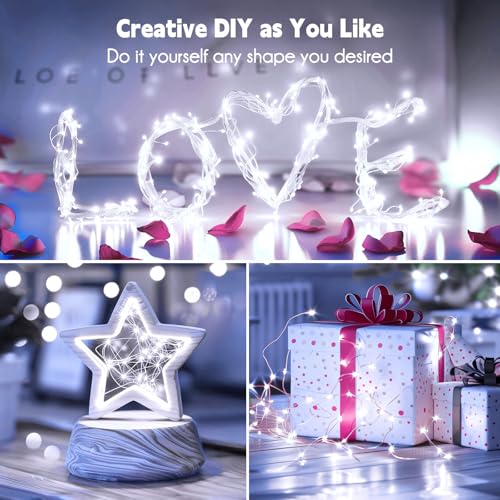Image of Fairy Lights Plug in, 99Feet 300LEDs Pure White String Lights, Waterproof Flexible Silver Wire Starry Lights for Bedroom Dorm Wedding Garland Wreath Wall Mason Jar Indoor Outdoor Christmas Tree