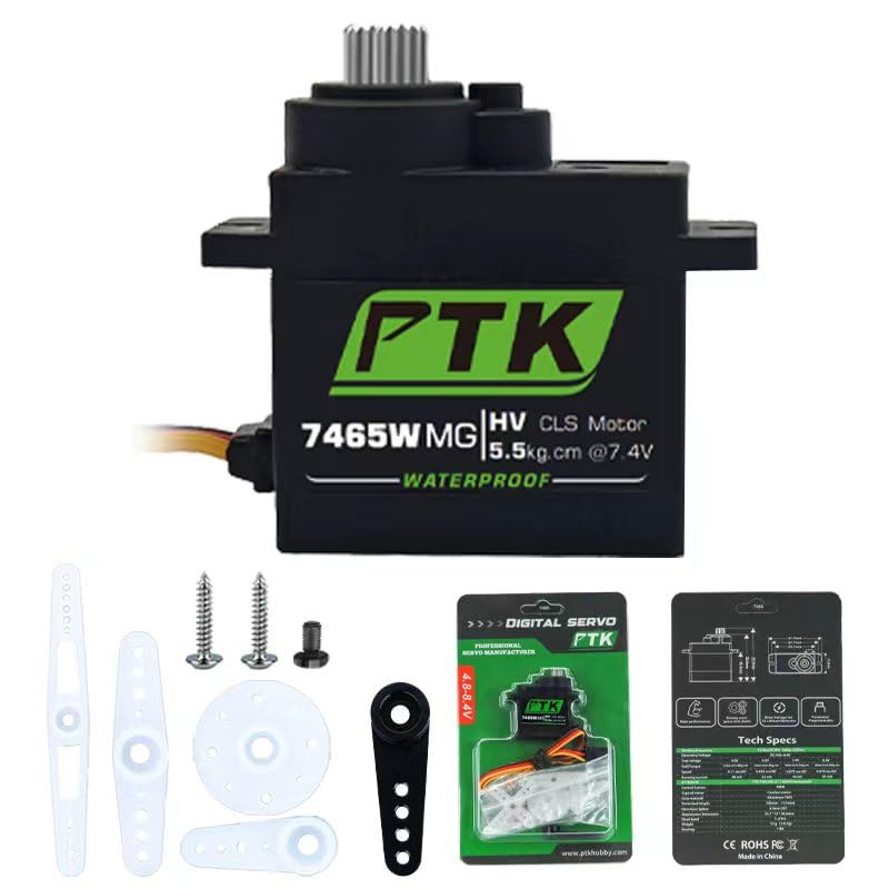 PTK 7465W MG 9g Miniature Digital Servo, Waterproof with 5kg Torque, for Robots, Fixed Wings, 180 Degrees (1pcs)