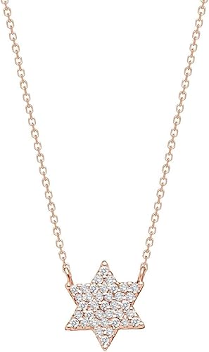 Yellow Gold Star of David Jewish Six Point 925 Silver Necklace for Women
