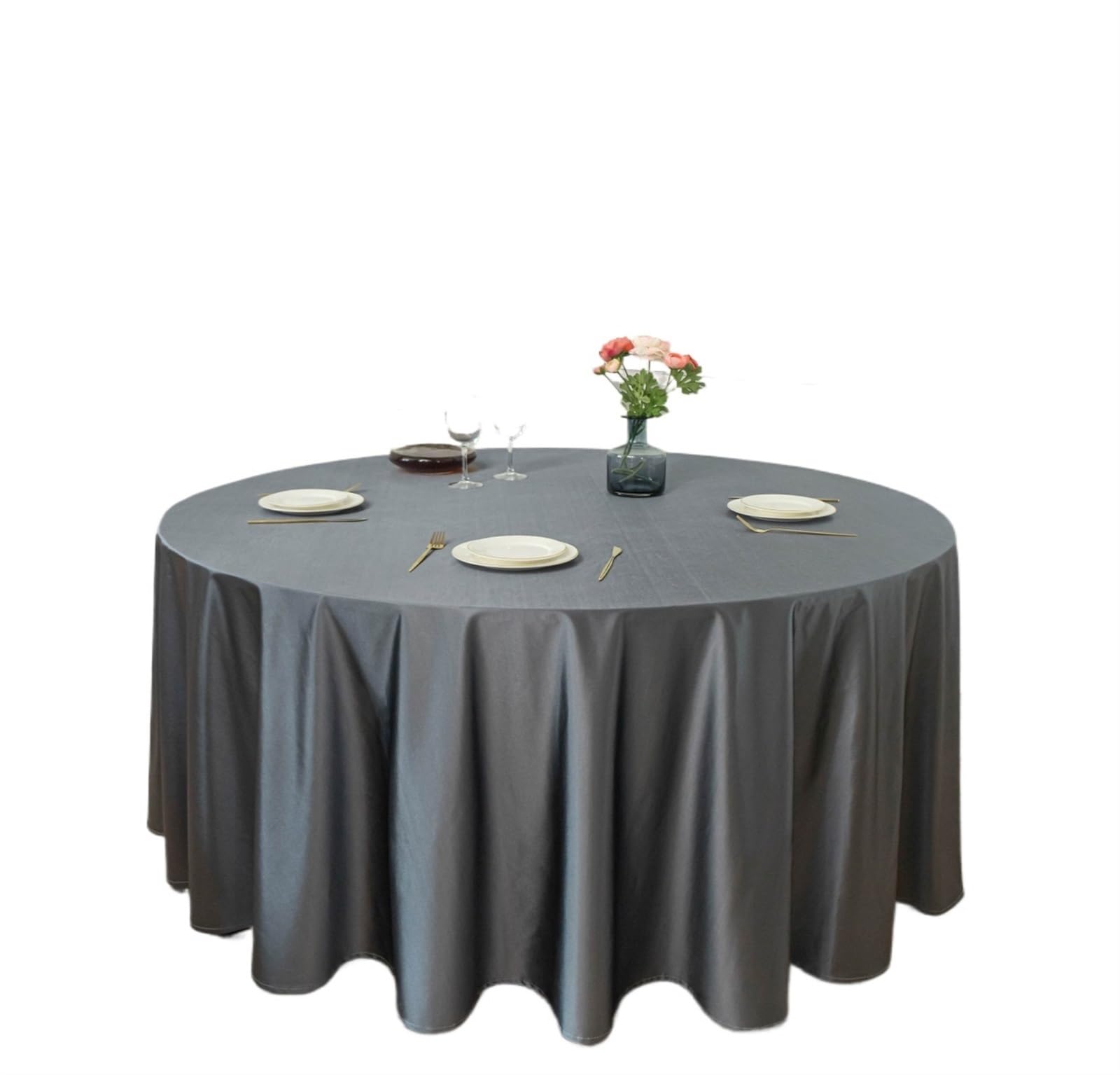 Nappe en satin ronde 220cm couverture de table épaisse et résistante pour décoration de fête