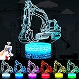 RONGGE Excavator Night Light for Kids, 16 Colors 3D LED Illusion Desk Lamp with Remote Control...
