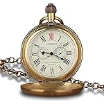 Dentily Vintage Copper Train London Design Hand Winding Mechanical Pocket Watch Mens Watches - Image 2