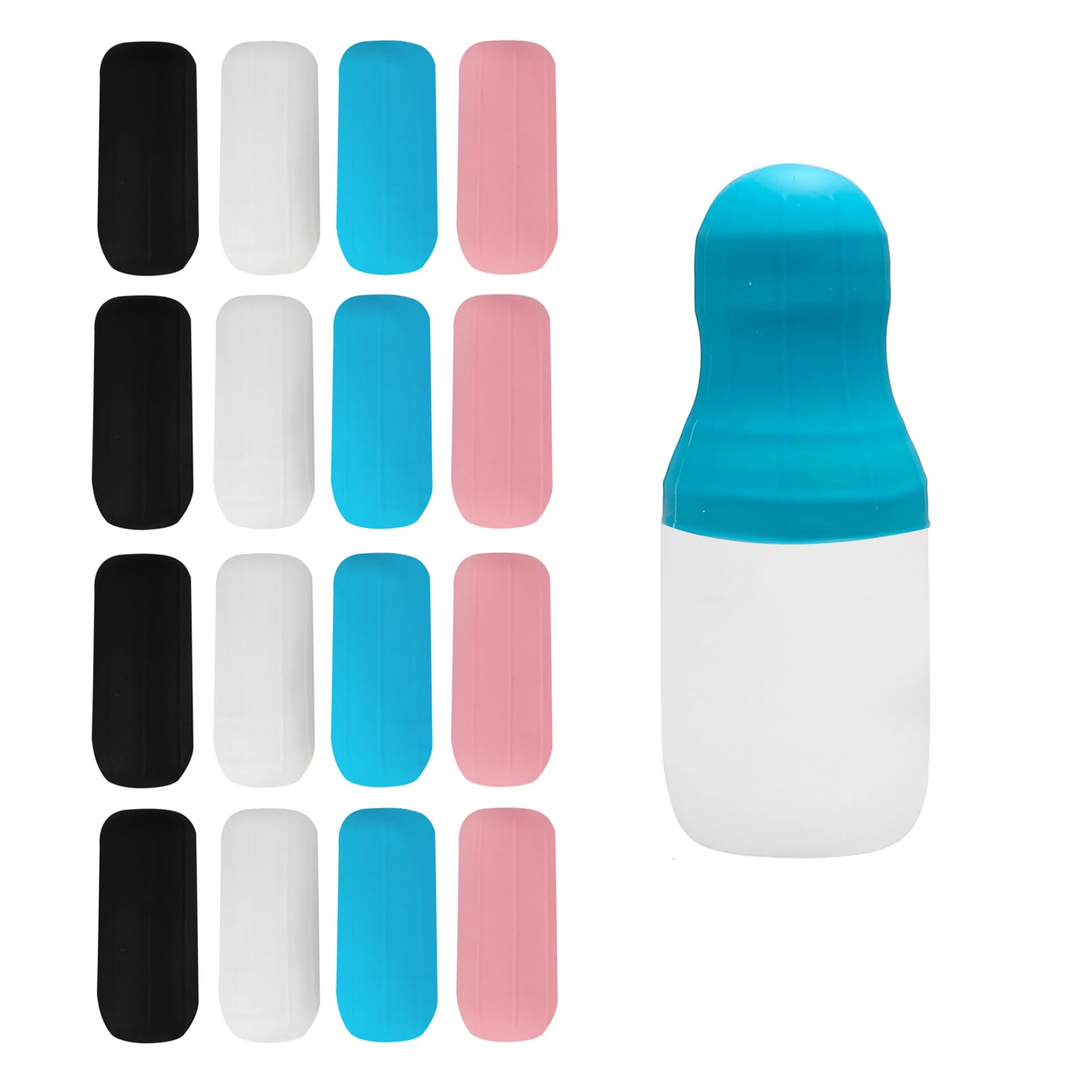 lqwidyf 16 Pack Silicone Bottle Covers Reusable Elastic Leak Proofing Silicone Bottle Covers for Travel Toiletries Bag Essential Accessories