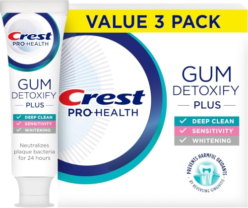 Image of Crest Pro-Health Gum Detoxify Plus Toothpaste 4.5 oz Pack of 24 - Antibacterial Fluoride Toothpaste, Sensitivity Protection, Whitens Teeth, Anticavity, Plaque Control