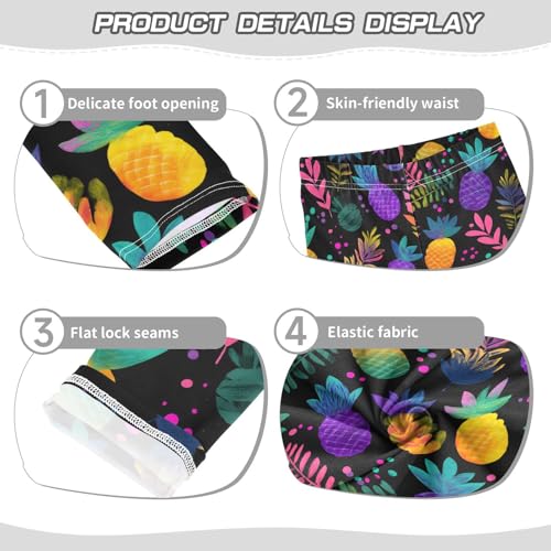 ALAZA Girls' Leggings Children's Yoga Pants Skinny Printed Dance Colorful Pineapple Neon Comfortable 4T2