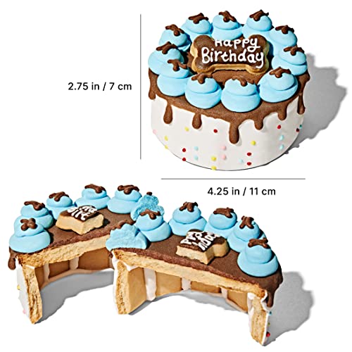 Image of Thoughtfully Pets, Blue Dog Happy Birthday Mini Cookie Cake, Blue, Peanut Butter Flavored, Hand Decorated Hollow Biscuit Cake for All Dog Breeds