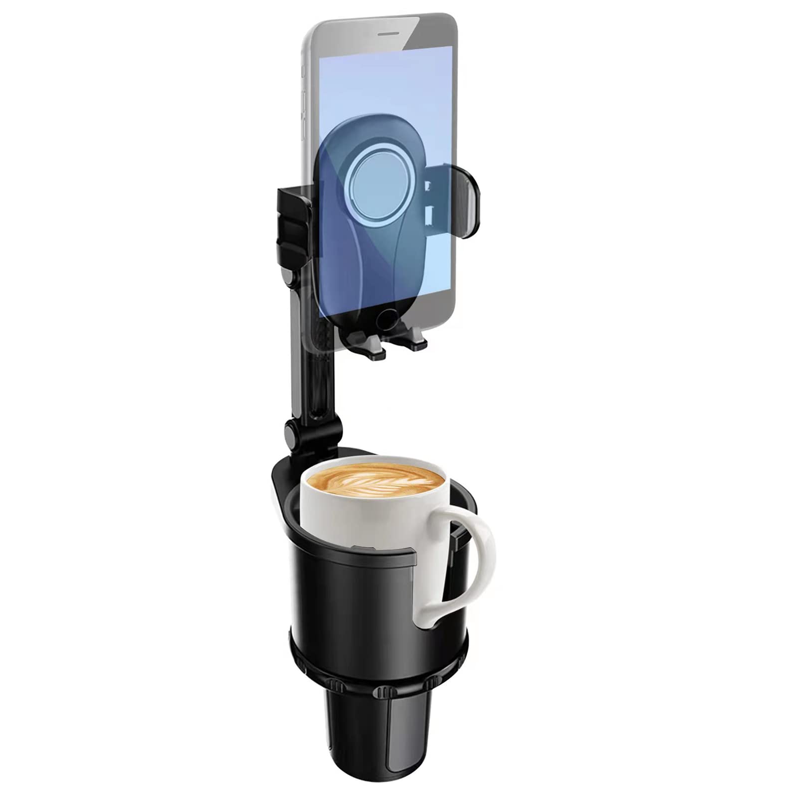 Qihoo Car Cup Holder Expander Adapter Multifunctional Adjustable Car Cup Holder Phone Holder Fits Most 32 oz-40 oz Bottles Cup Holder for Car with Attached 360° Rotatable Cup Holder Expander Black