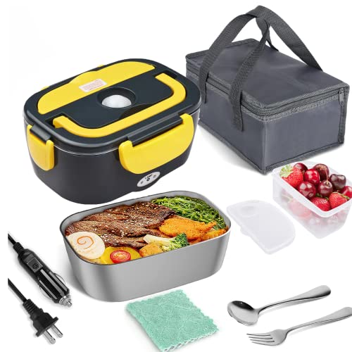 Electric Lunch Box,2 In 1 Portable Lunch Box Food Heater Upgraded Leak-Proof Sealing Ring Waterproof And Leak-Proof For Car/Truck And Work 12v 110v 55w ,Stainless Steel Container Spoon Fork&Handbag Electric Lunch Box,2 In 1 Portable Lunch Box Food Heater Upgraded Leak-Proof Sealing Ring Waterproof And Leak-Proof For Car/Truck And Work 12v 110v 55w ,Stainless Steel Container Spoon Fork&Handbag
