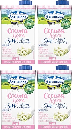 Central Lechera Asturiana Nata Cocina Ligera, Brik 500ml (Paquete de 4)