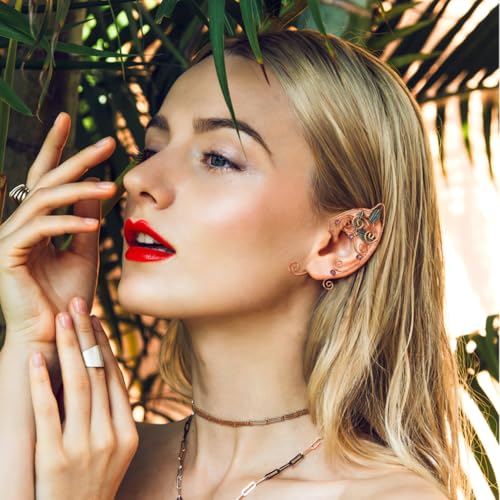 Beaupretty Elf Ear Cuffs Metal Alloy No Pierced Ear Clip Leaf Jewelry Decoration Clip- on Earrings Halloween Cosplay Costume2