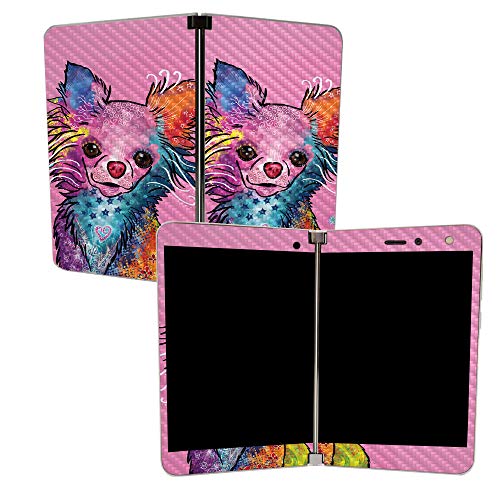 Image of MIGHTY SKINS MightySkins Carbon Fiber Skin for Microsoft Surface Duo - Chihuahua Rainbow | Protective, Durable Textured Carbon Fiber Finish | Easy to Apply | Made in The USA