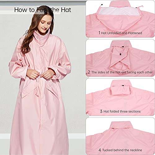 Ynport Crefreak Damen Regenmantel Wasserdichte Jacke Lange Leichte Regenjacke Atmungsaktive Outdoorjacke Windjacke Mit Kapuze Outdoor Poncho(Rosa,M)