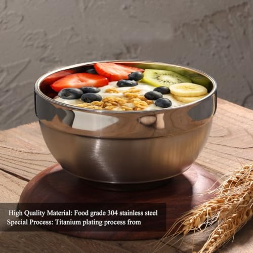 Buyer Star 6 Pack 18/8 Stainless Steel Bowls, 17 Oz Double Walled Insulated Soup Bowls, 5.1 Inch Snack Cereal Bowl for Rice, Fruit, Salad Ice cream, Dishwasher Safe (Silver) by Buyer Star - Used condition - Image 3