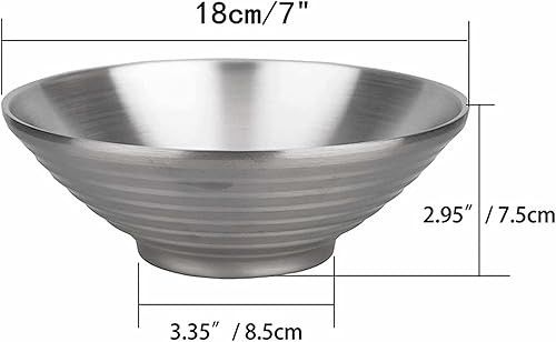 Miniatura 5 de Tazones de ramen de 7 pulgadas, cuenco de sopa de fideos de acero inoxidable 304, cuencos de ramen para Udon Soba Pho Pasta Ensalada Cereal
