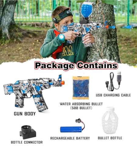 Image of Super Sharp Shooter Shooting Gun Toy with Water-Absorbing Gel Ball Bullets, Rechargeable Battery, USB Charger, Gift for Boys and Girls