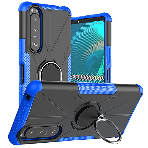 LIFANG Sony Xperia 5 III Hülle,360 Rotation Verstellbarer Ring Grip Stand,Ultra Slim Fit TPU Schutzhülle für Sony Xperia 5 III Smartphone,Deep Blue Cover