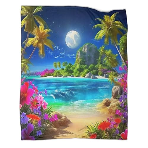 Plaid paysage côtier 3D couverture de lit camping voyage