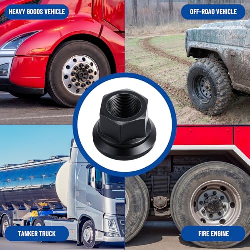 Image of Chumia 20 Pack Wheel Nut M22 x 1.5 Flanged Hub Lug Nuts 32mm Hex 32mm Height Carbon Steel Black Metric Fasteners for Semi Trucks Trailers