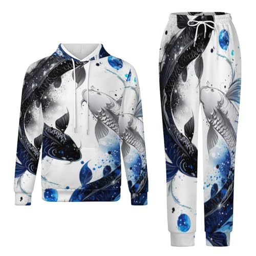 Survêtement homme poisson imprimé 3D avec sweat à capuche et jogging décontracté