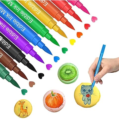 Food Coloring Markers, Edible Markers for Cookies Food Coloring Pens, Food Decorating Pens, Fine and Thick Tip Food Grade Gourmet Writers for DIY Fondant Cakes Baking Party Decorating Drawing Writing (Old 10PCS 1) Cover
