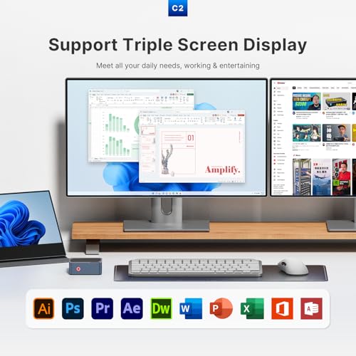Image of C2 Dual 1G LAN Mini PC Intel N150 3.6GHz, 12GB LPDDR5 512GB NVMe SSD, 4K Triple Displays (HDMI x2, DP), Wi-Fi 5, BT 5.0, Micro PC for Firewall, NAS, Home Server, Desktop Computers, Office