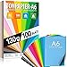 Produktbild 100 Blatt TONPAPIER - Buntes Papier DIN A6-130g/m² Set 20 Farben  Stabil Bastelpapier & Farbige Blätter, Kinder & DIY Bogen, Zubehör zum Basteln für Fotoalbum Geschenke zum Kreativ sein Bedruckbar