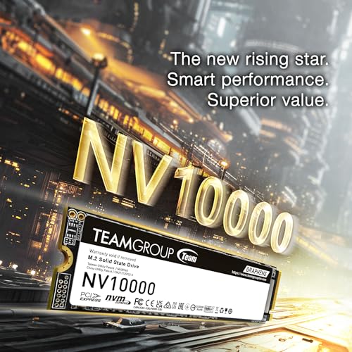 TEAMGROUP NV10000 1TB SLC Cache NVMe PCIe 5.0 Gen5x4 M.2 2280 Laptop, Desktop SSD Read/Write Speed up to 10000 / 8200MB/ - Additional View