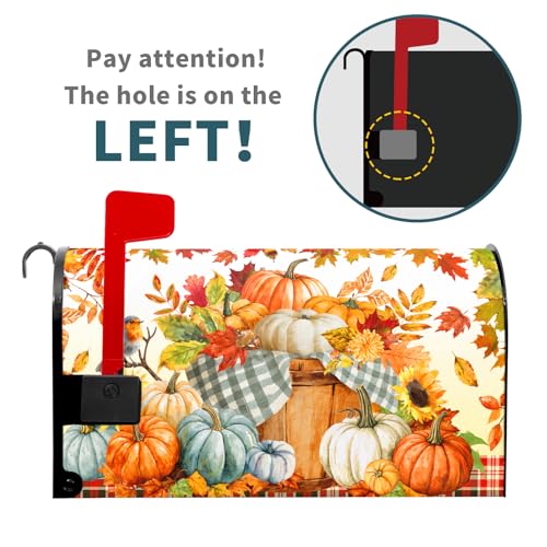 Image of Fall Mailbox Covers Magnetic Standard Size 18 X 21 Inch Thanksgiving Harvest Autumn Pumpkins Magnetic Mailbox Covers Wraps Post Box Cover Decoration Outdoor Garden Home Yard Outside