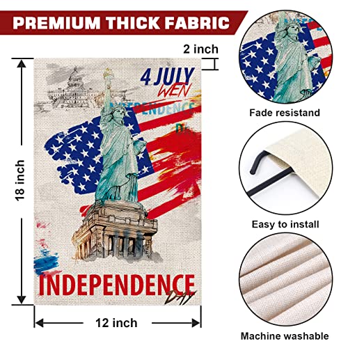 Opulane 4Th Of July Patriotic Statue Of Liberty Garden Flag 12X18 Inch Double Sided Memorial Independence Day Small Vertical Burlap Flags Seasonal Outdoor Decor For Yard Farmhouse Rustic Home Lawn Patio Outside #TOP4