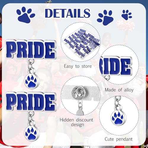 30 Pcs Paw Print School Spirit Pins Bulk Homecoming Paw Pride Sport Lapel Brooch Bulldog Tiger Mascot Pins Gifts for Alumni Football Game Cheerleading Spirit Week Vet Tech Week3