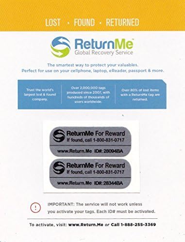 Smart ID Decals with Lifetime Global Recovery Service โ Protection for Your Electronics or documents - Get Lost Items Returned Quickly. Use on Passport, Phone, Laptop or Kindle (2-Pack)