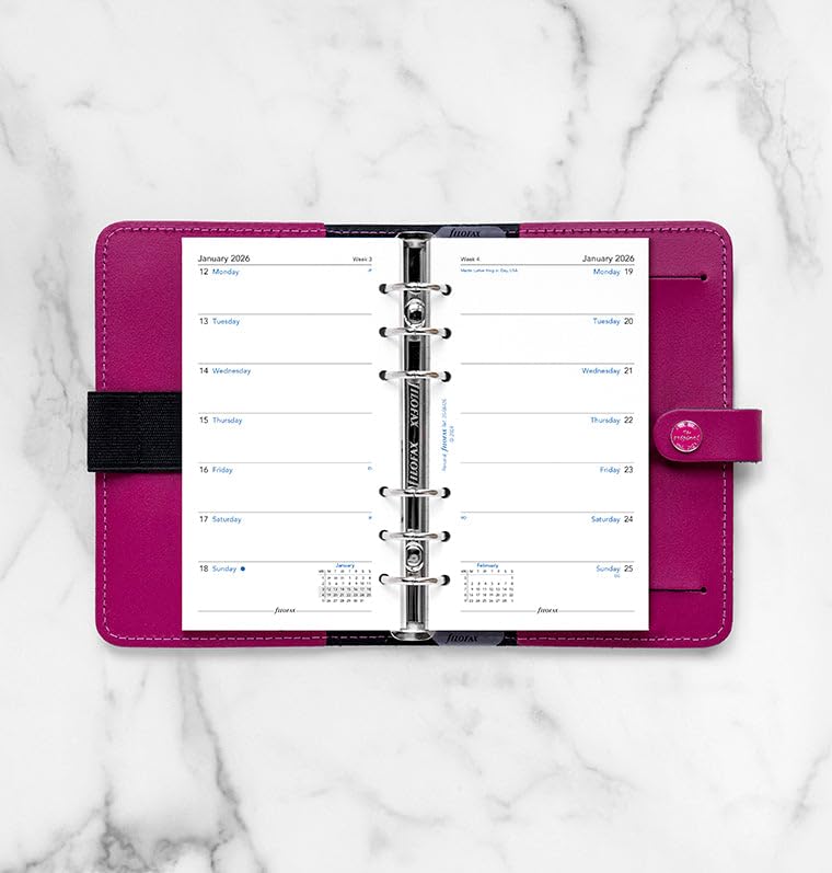 Filofax Terminplaner 2026, 1 Woche auf einer Seite, englisch, 9,5 x 17,1 cm
