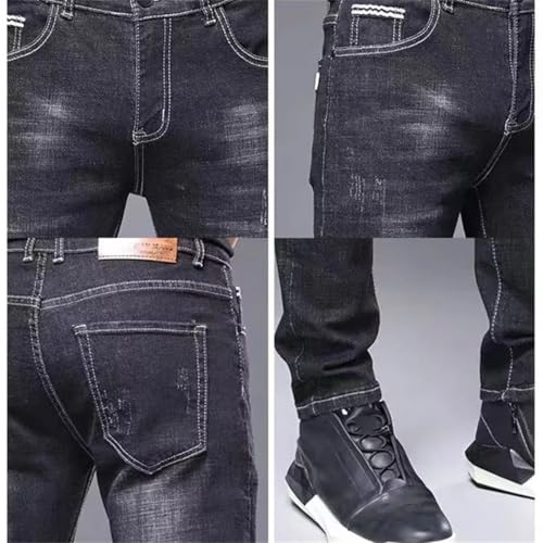 Men's Narrow Leg Jeans Basic Vintage Skinny Pants Straight Leg Outside Denim Trousers2
