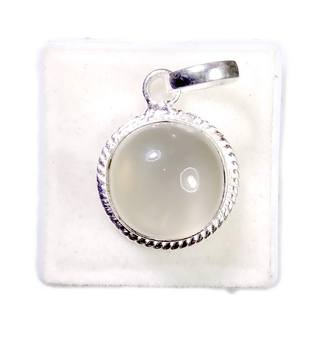 Lab Certified Moonstone Pendant 8.88-10.00 Ratti * ~ 8-9 Carat Natural Silver Plated Locket Pendant Loket Birthstone Astrology Rashi Ratan for Men & Women-image-47