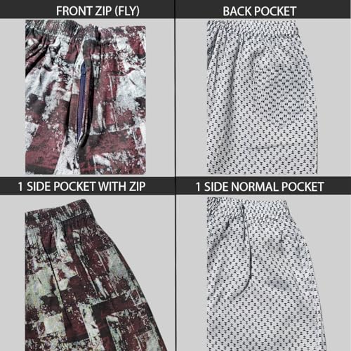 Image of Men's Cotton Shorts Waistband, Zip Fly, 1 Zip Pocket, Back Pockets (Pack of 2)