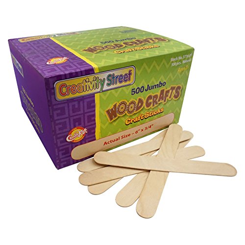 Creativity Street Jumbo Craft Sticks, Natural, 6" x 0.75", 500 Per Pack, 2 Packs
