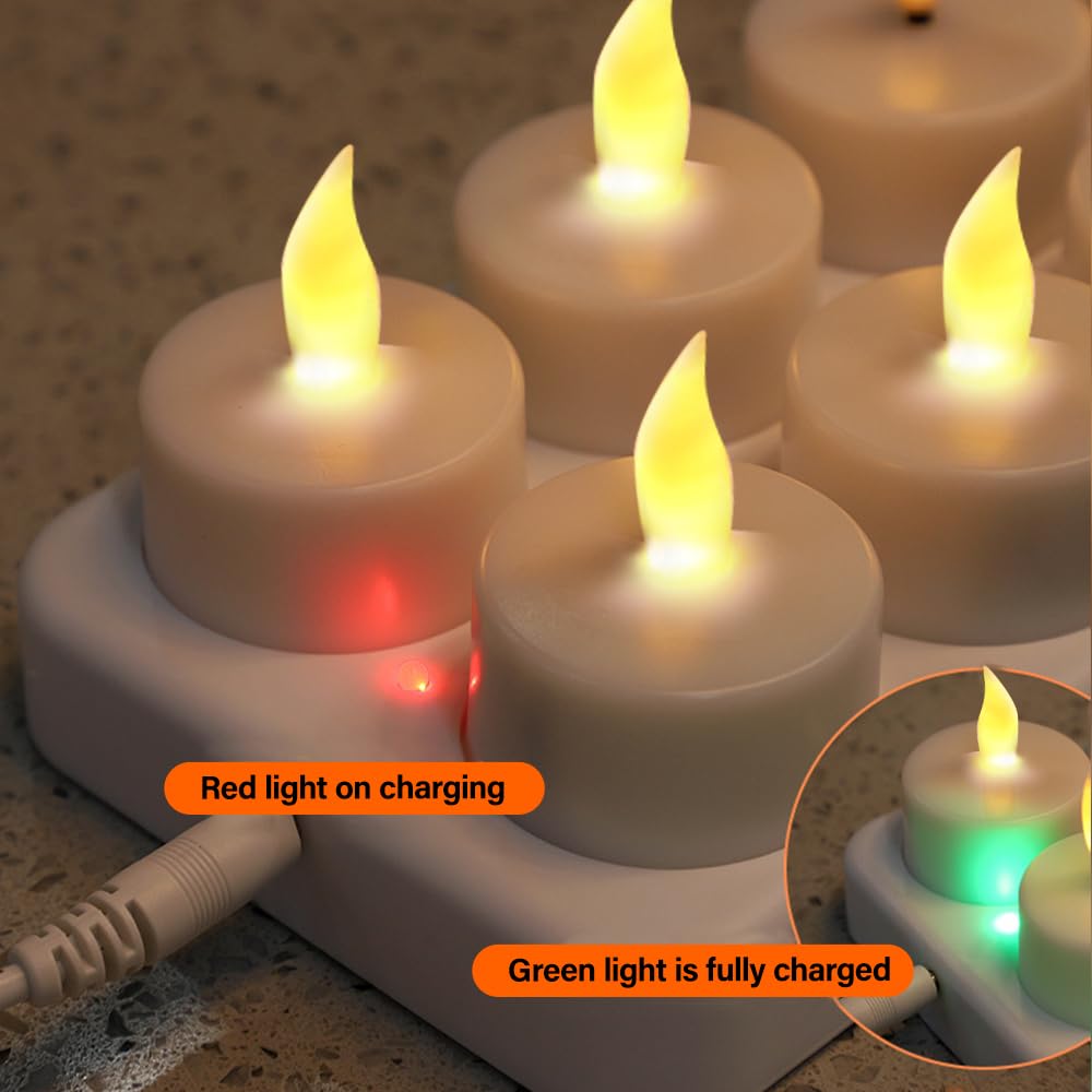EXTSUD Lot De 6 Bougie LED Rechargeable Bougie Chauffe-plat LED Électrique Flamme Vacillante