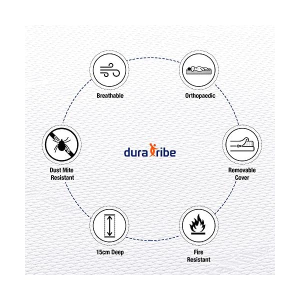 DuraTribe Golden Sleep Smart Memory Foam Mattress |15cm| Firm Comfort Orthopaedic | Zipped Removable Washable Soft Micro Quilted Cool Breathable Cover - Image 9