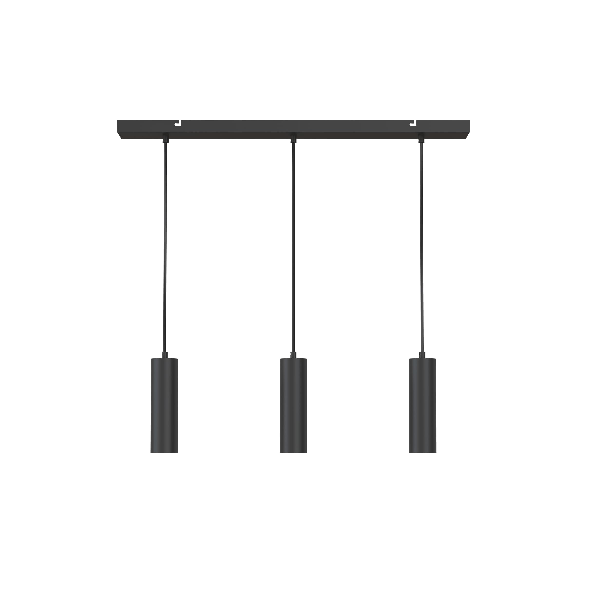 CALEX Pendelleuchte GU10, 3-flammig, Zylinder aus Aluminium, Höhenverstellbar, Matt Schwarz