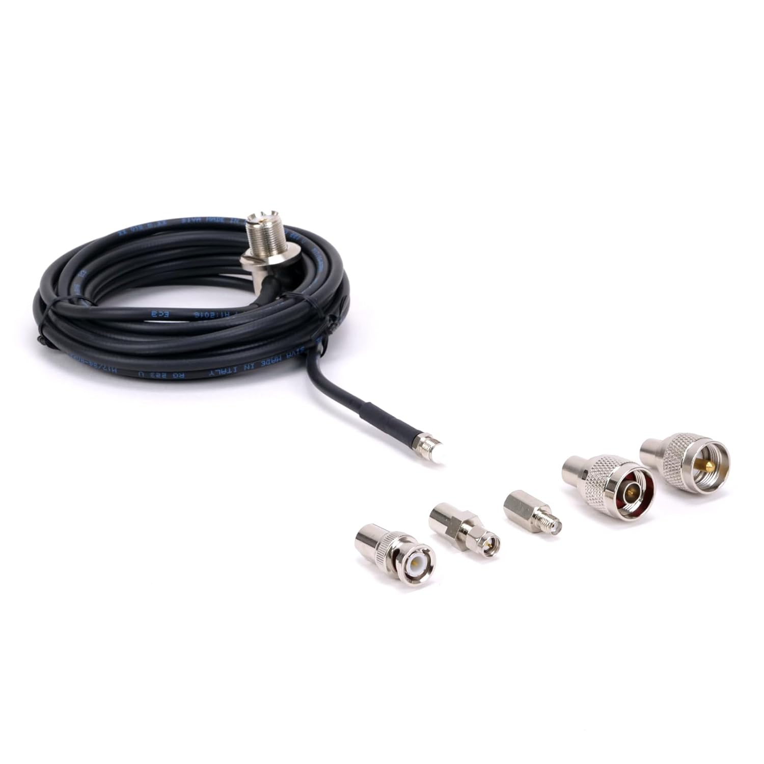 GABIL GRC-223-LQ5 Military Grade RF Coaxial Cable – 16.4 ft (5m), Dual Quick Connect, RG223, SO239 to Interchangeable Connector System for PL259/SMA/BNC – Heavy-Duty Shielded Antenna Cable