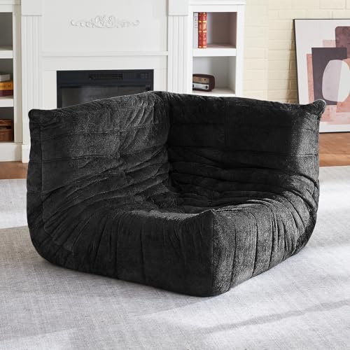Image of HABUTWAY Giant Bean Bag Chairs Lazy Sofa for Adults,Corner,Black | Memory Foam Bean Bag Chairs,Fireside Corner Chair,Lazy Floor Corner Sofa for Living Room, Bedroom, Dorm, Office
