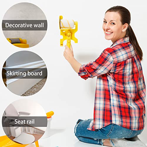 Paint Edger Roller Brush Hand-held Clean-Cut Paint Edger Roller Brush Portable Paint Edger Tool with Roller and Brush for Home Room Wall Ceiling Window Painting Paint Edger Roller (Long)