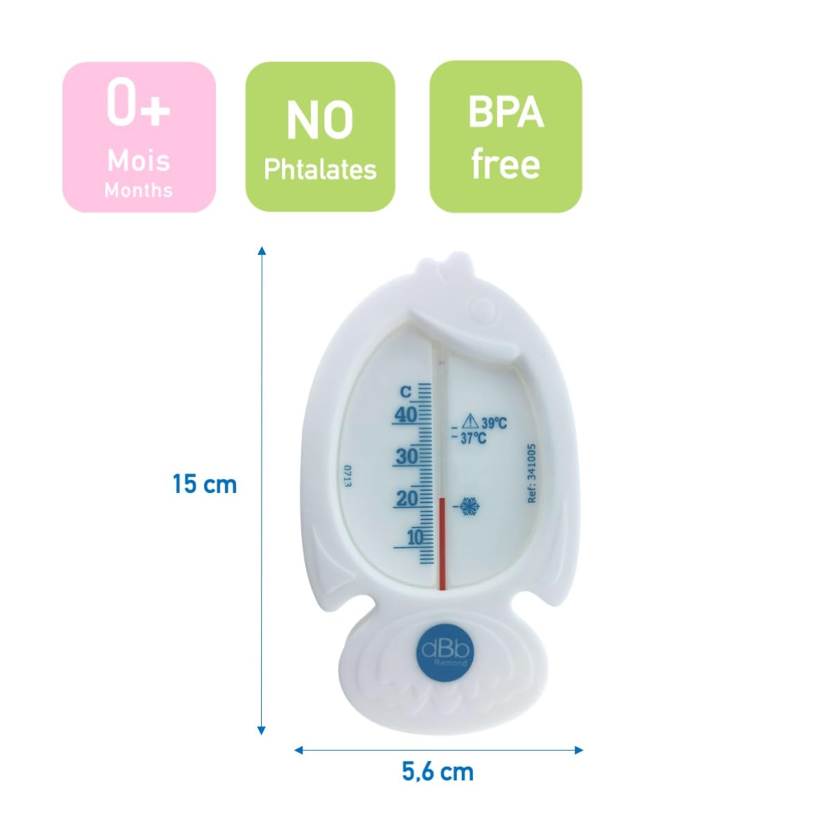 dBb Remond Thermomètre Bain pour Bébé Forme Poisson – Thermomètre de Bain Flottant – Sans Mercure - Blanc