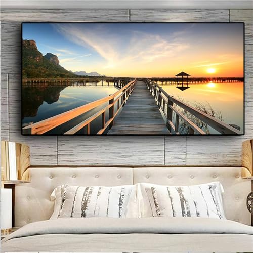 Diamond Painting Pont du bord de mer pour créer une déco murale salon relaxante